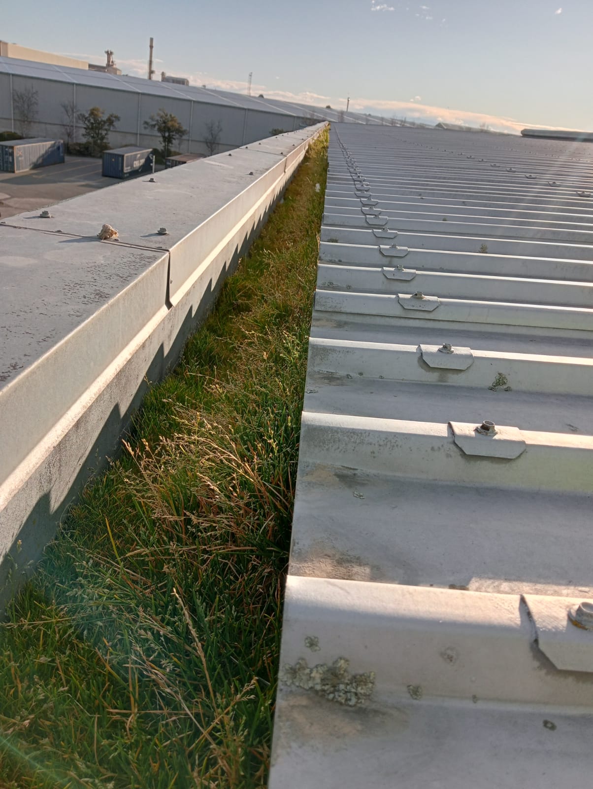 Commercial gutter before waterproofing